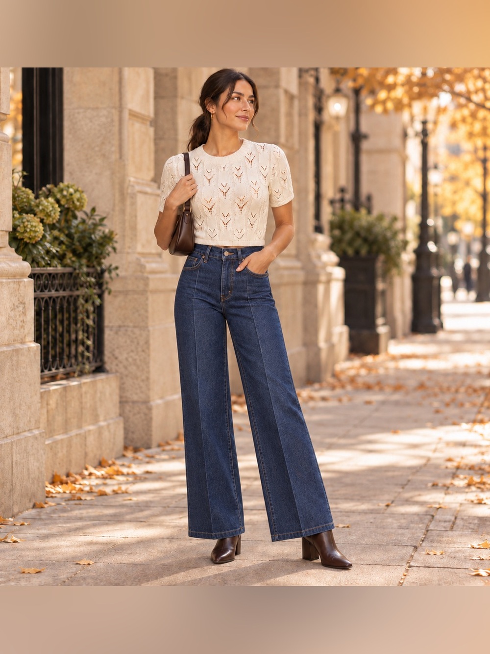 Lulu's Cream Eyelet Short-Sleeve Crewneck Sweater